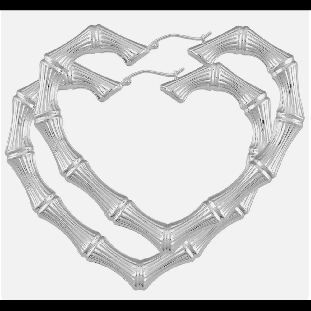 Bamboo Heart Hoop Earrings